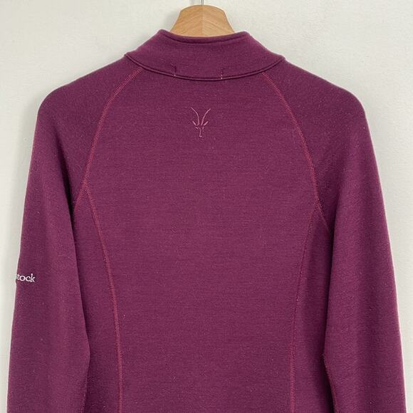 Ibex Merino Wool Quarter Zip Mock Neck Sweater Branded Sleeve Hiking - Large - Picture 4 of 12